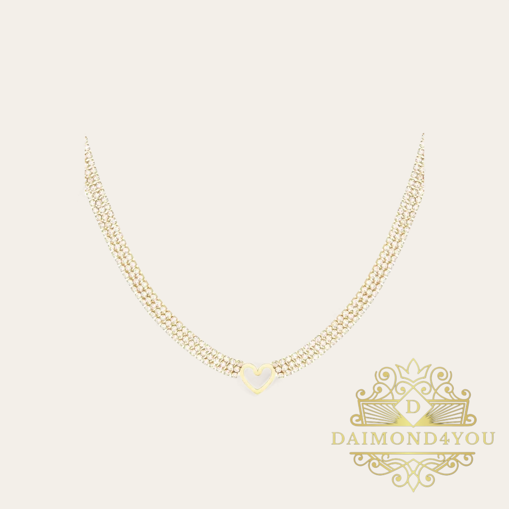 Strass hart ketting