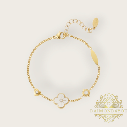 Luxe klaver wit armband